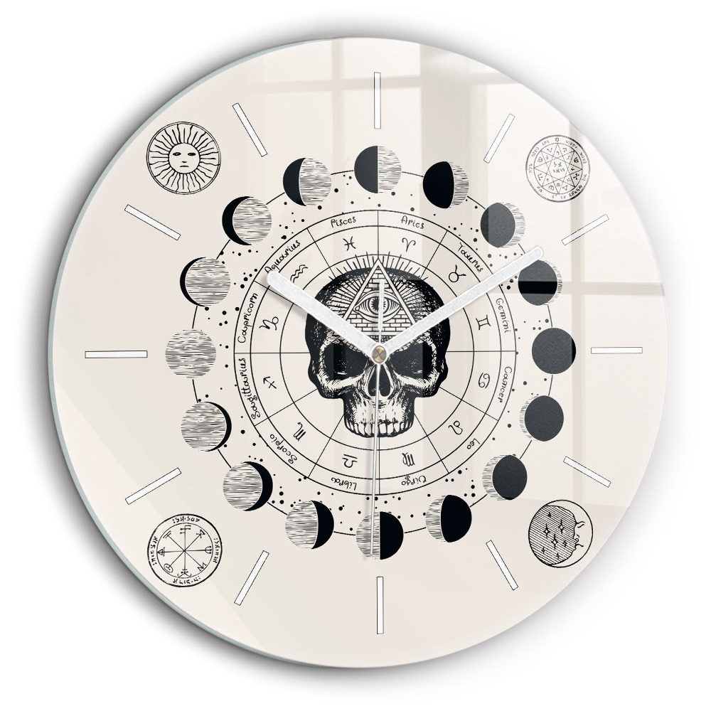 Egyedi üvegóra kerek 60 cm A hold fázisai