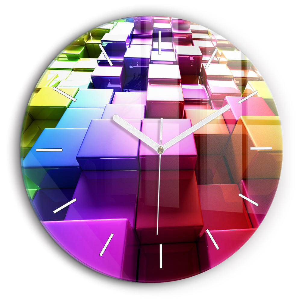 Egyedi üvegóra kerek 60 cm Színes kockák