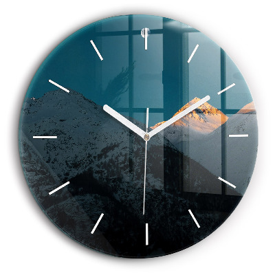Fali üvegóra kerek 60 cm Naplemente a hegyekben