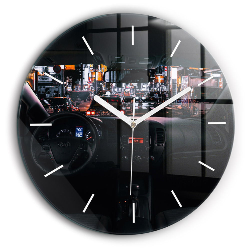 Kerek fali üvegóra 60 cm Autó Tokióban