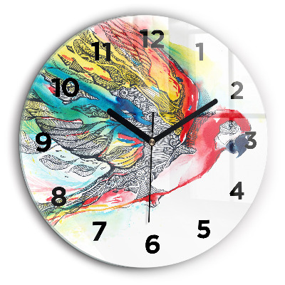 Fali üvegóra kerek 60 cm Színes papagáj repülés közben