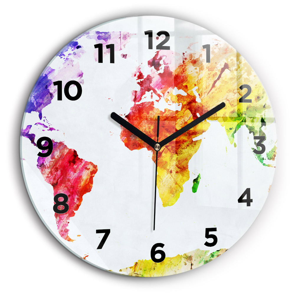 Fali üvegóra kerek 60 cm Akvarell világtérkép