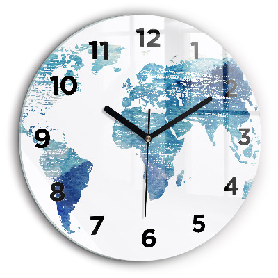 Kerek üvegóra 60 cm Világtérkép