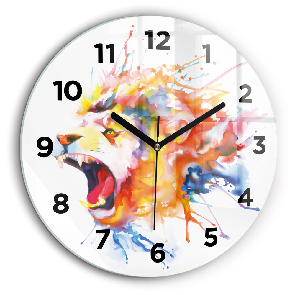 Kerek üvegóra 60 cm Oroszlán - akvarell