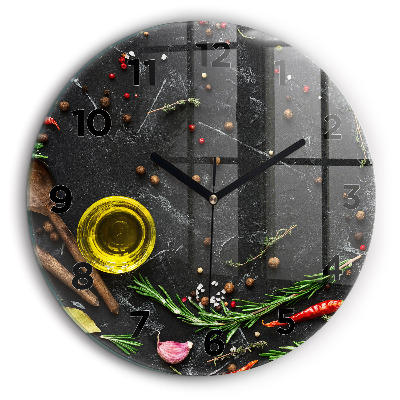 Kerek fali üvegóra 60 cm Fűszerek a pulton