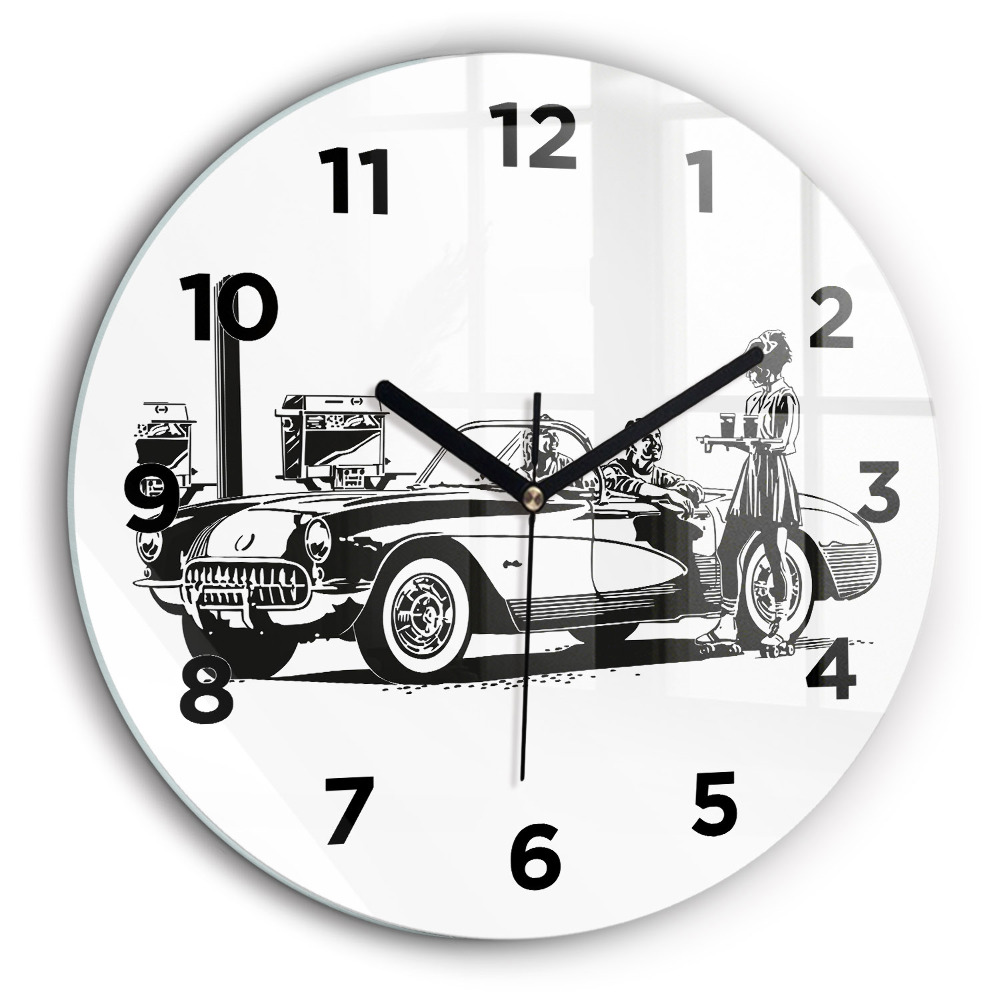 Kerek fali üvegóra 60 cm Retro illusztráció