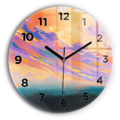 Egyedi üvegóra kerek 60 cm Absztrakt égbolt