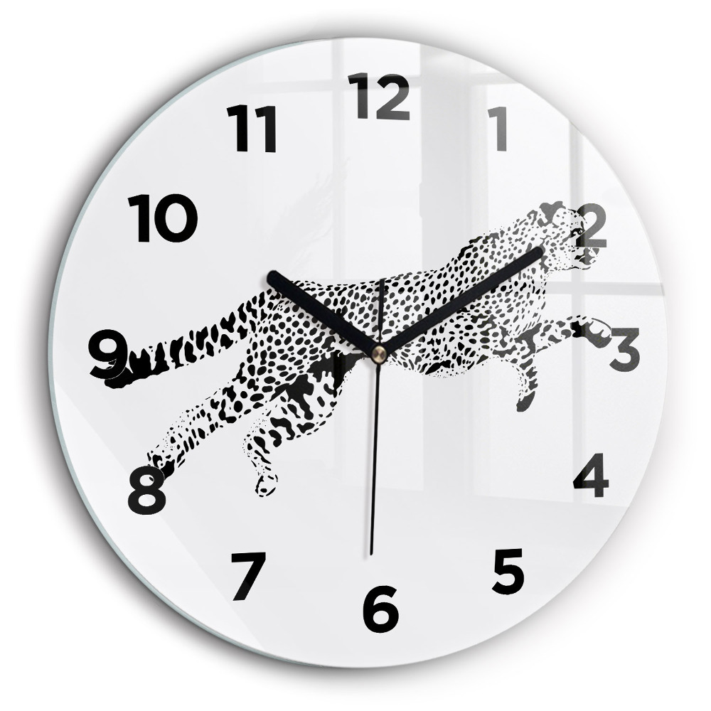 Kerek fali üvegóra 60 cm Egy párduc sziluettje