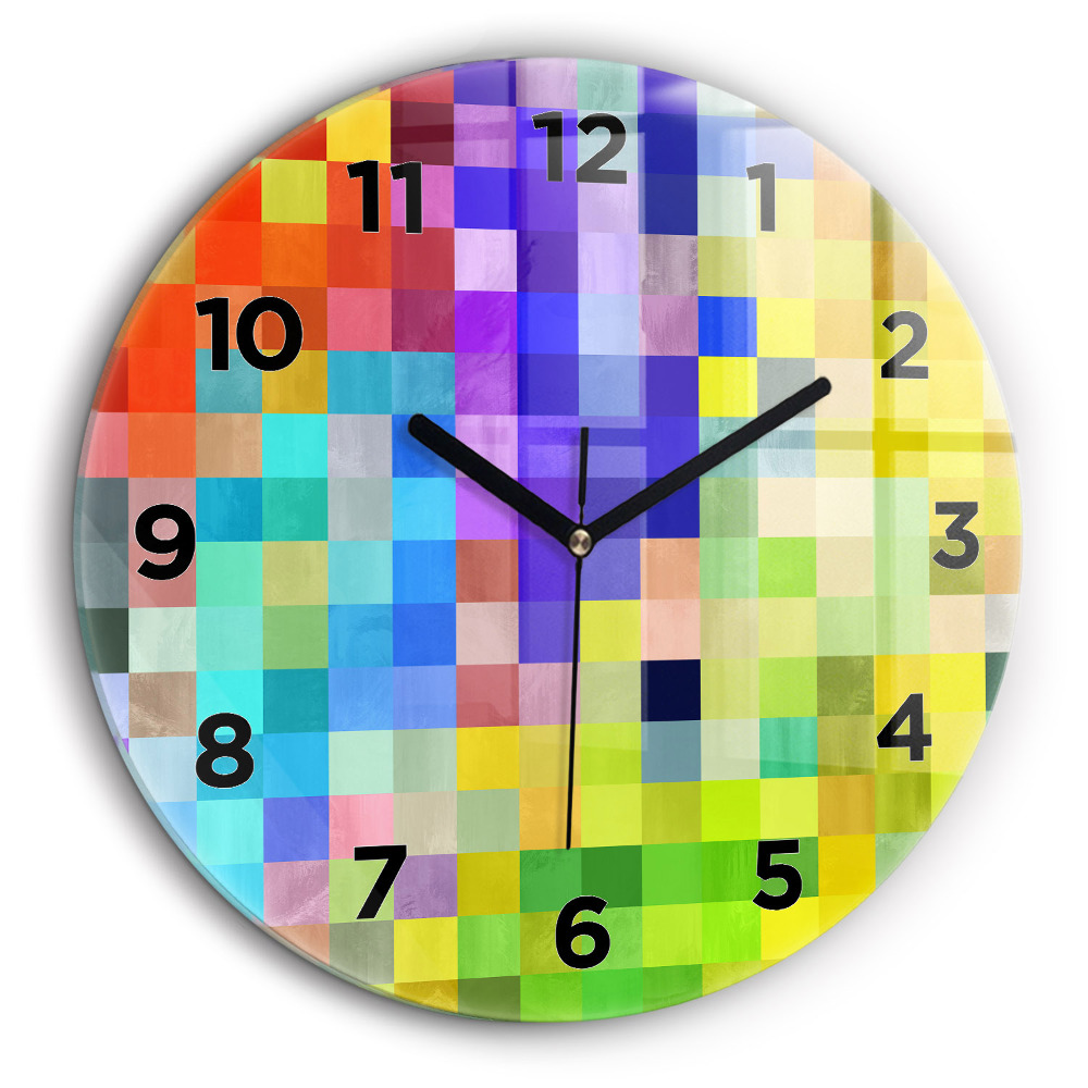 Kerek falióra 60 cm Négyzetek kompozíciója