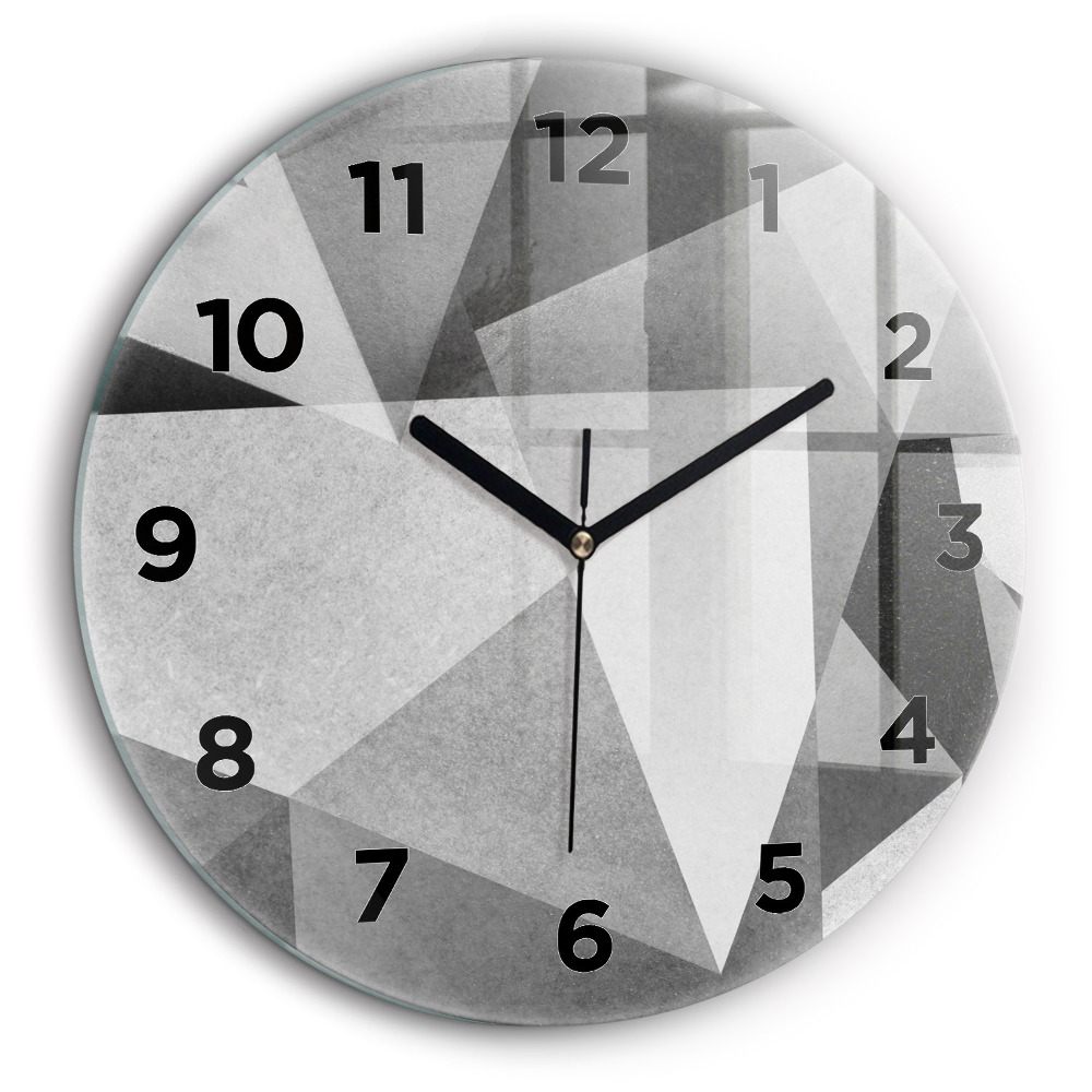 Kerek fali üvegóra 60 cm Szürke geometriai absztrakció