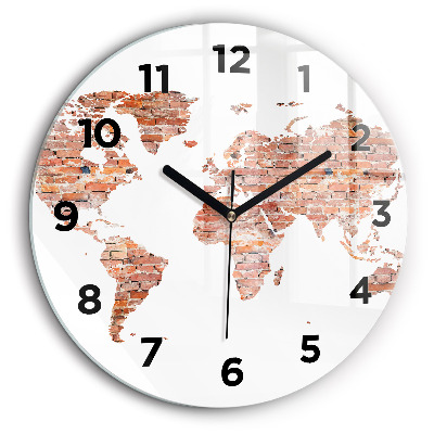 Egyedi üvegóra kerek 60 cm Régi tégla térkép