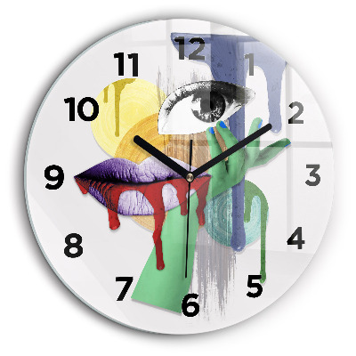 Egyedi üvegóra kerek 60 cm Szürrealista kollázs