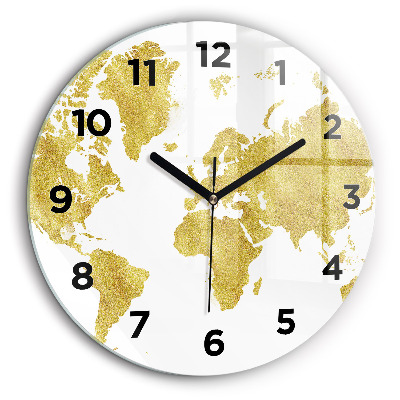 Kerek üvegóra 60 cm Arany világtérkép