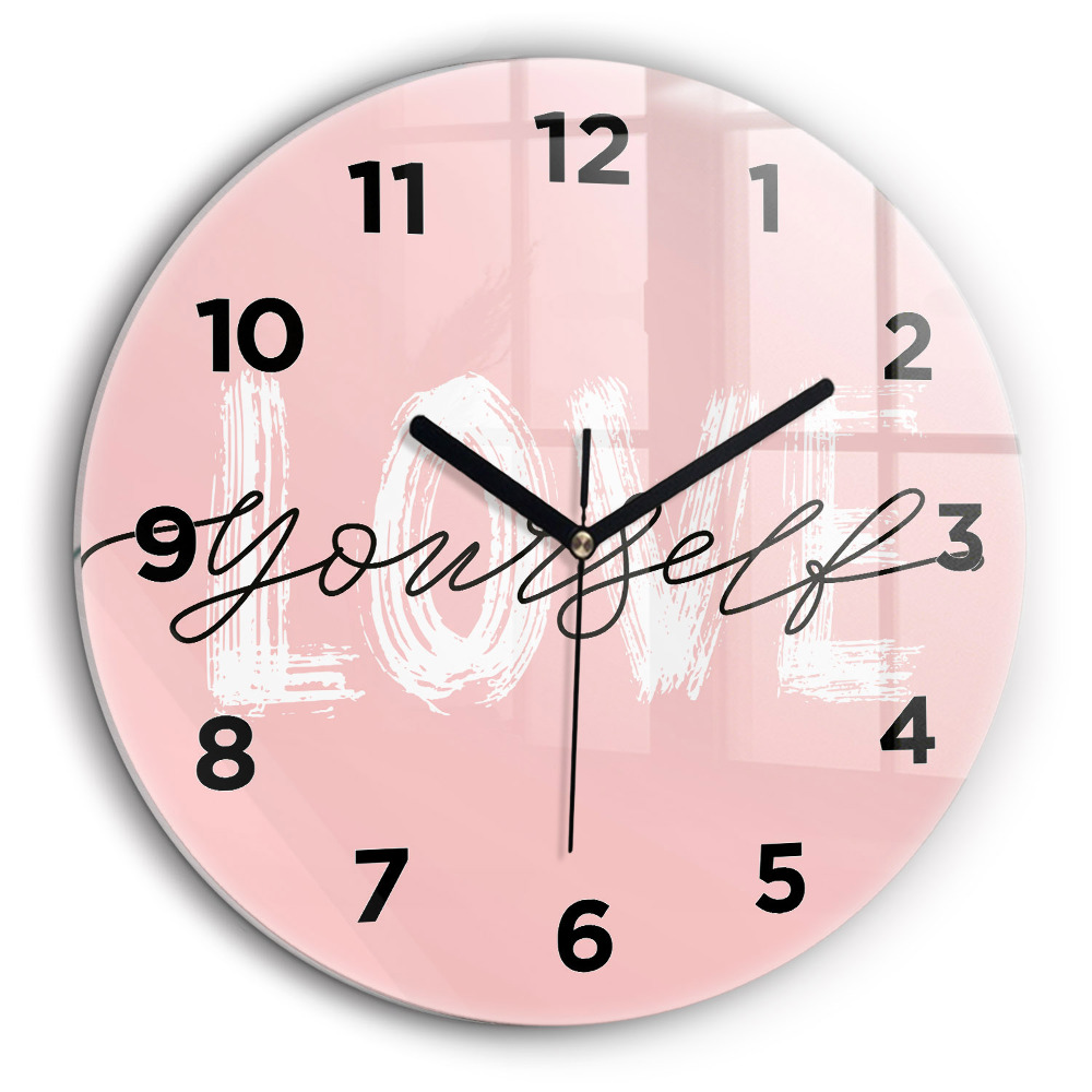 Egyedi üvegóra kerek 60 cm Szeresd magad felirat