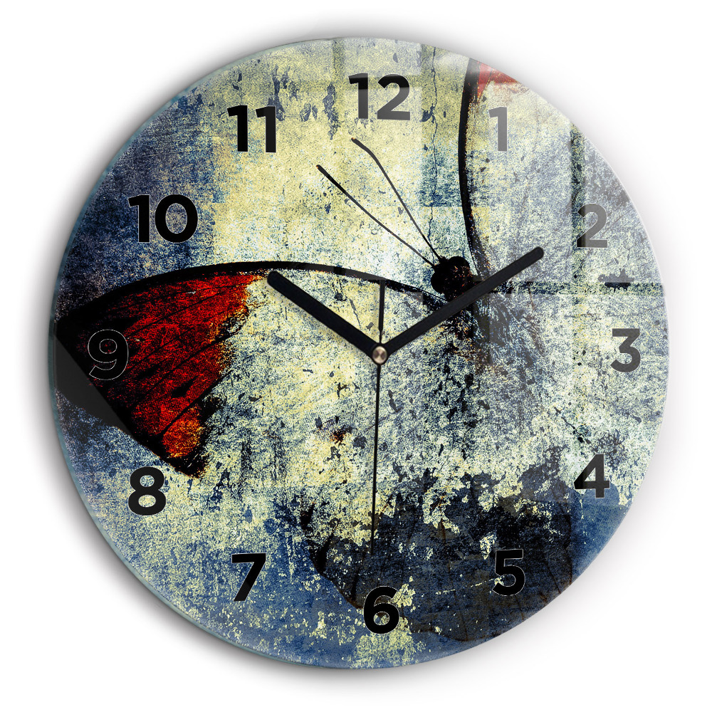 Egyedi üvegóra kerek 60 cm Pillangó vintage stílusban