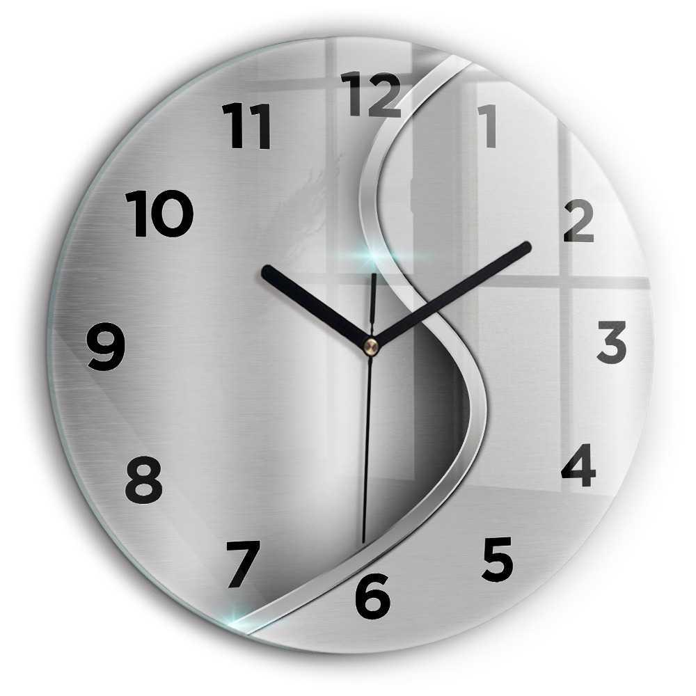 Kerek fali üvegóra 60 cm Szürke fém absztrakció