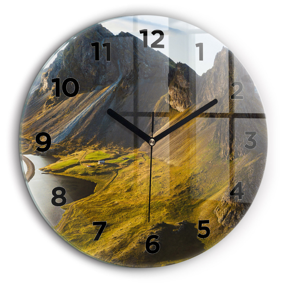 Egyedi üvegóra kerek 60 cm Út Izlandon