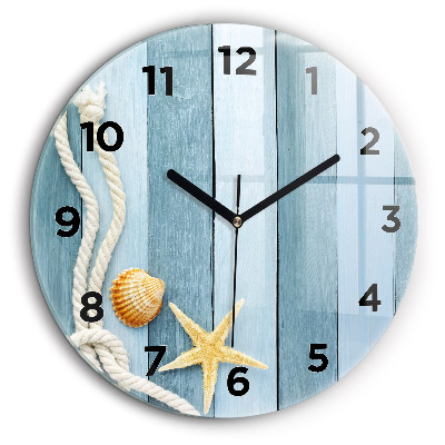 Kerek falióra 60 cm Deszka csíkok és kagyló