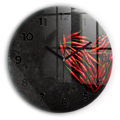 Kerek fali üvegóra 60 cm Paprikából készült szív