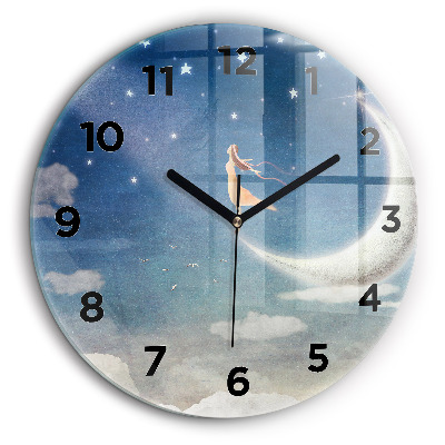 Egyedi üvegóra kerek 60 cm Lány a Holdon