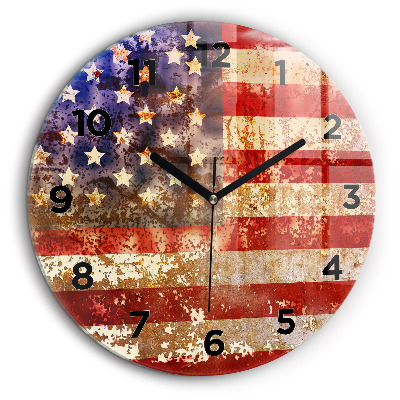 Kerek falióra 60 cm Amerikai zászló vintage stílusban