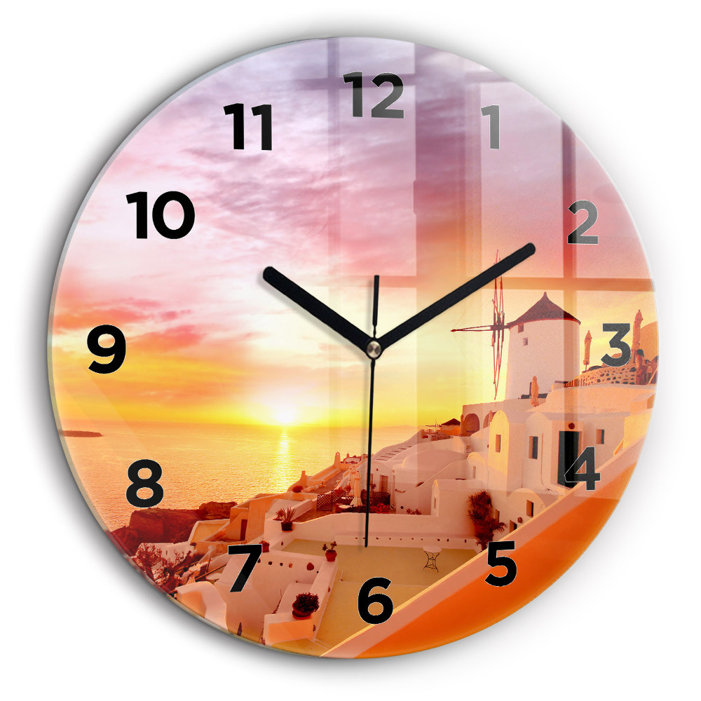 Fali üvegóra kerek 60 cm Régi szélmalom Szantoriniben