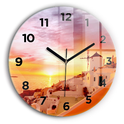 Fali üvegóra kerek 60 cm Régi szélmalom Szantoriniben