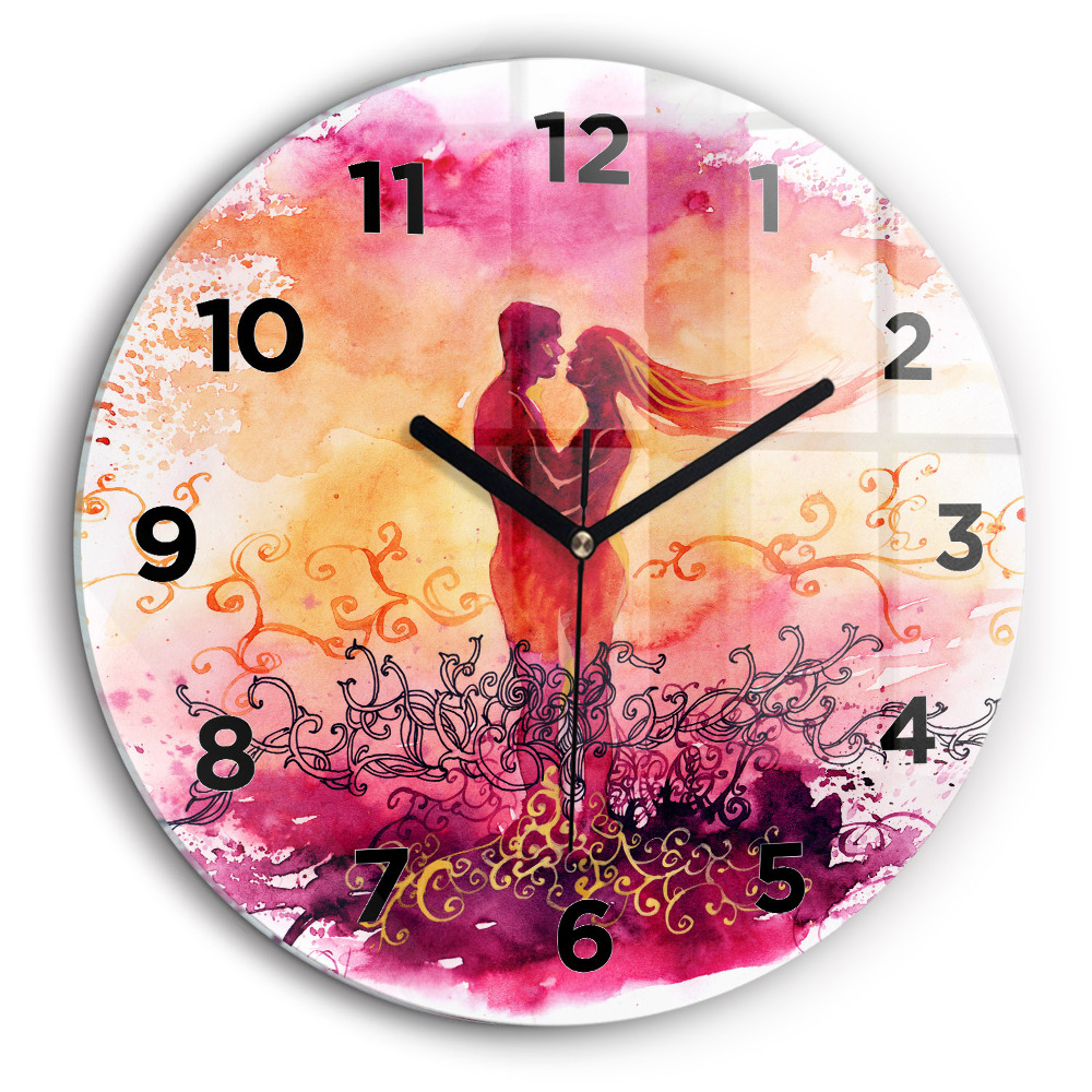 Kerek üvegóra 60 cm Akvarell egy szerelmes párról