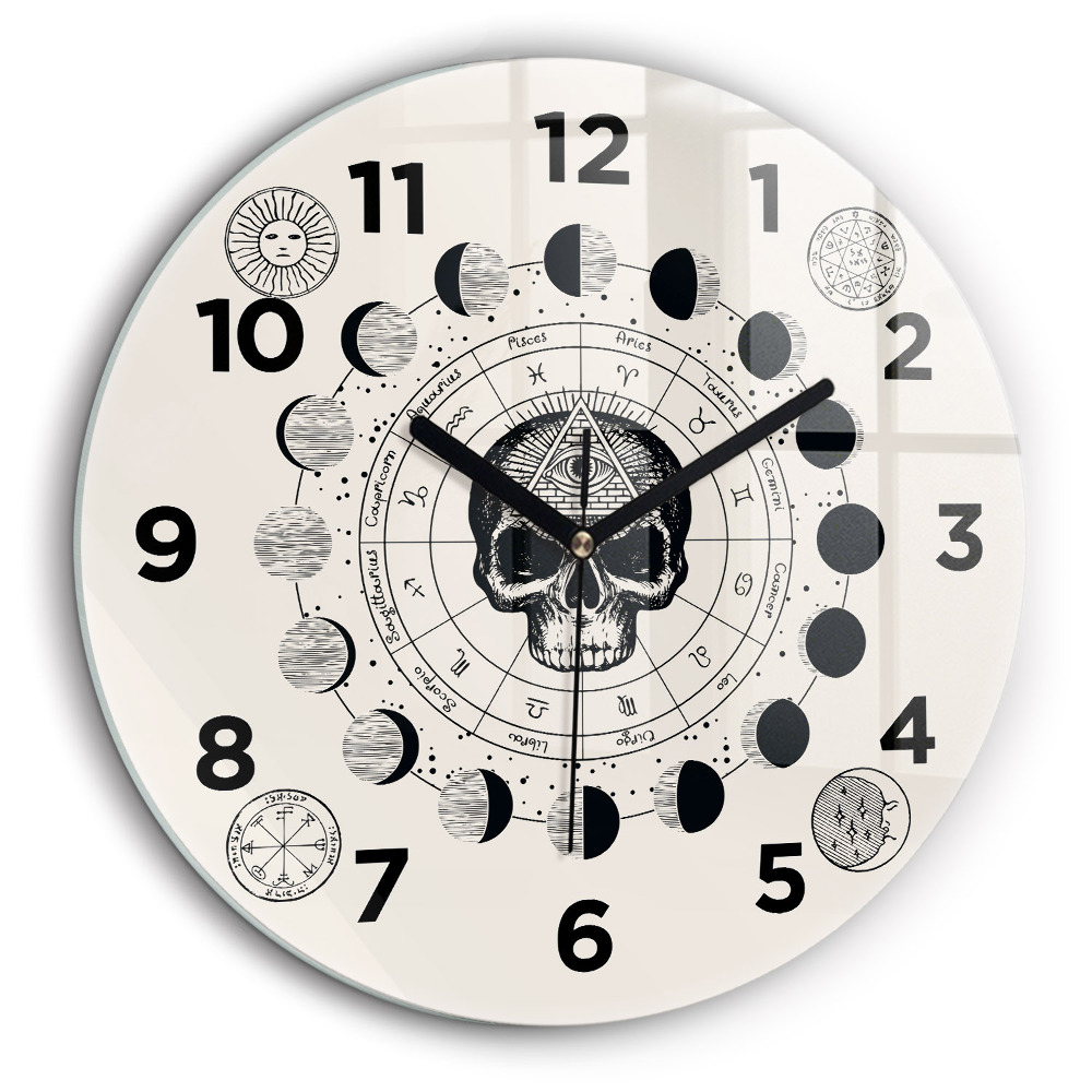 Egyedi üvegóra kerek 60 cm A hold fázisai