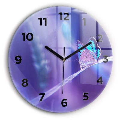 Kerek üvegóra 60 cm Pillangó a fűben