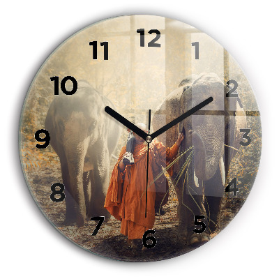 Kerek falióra 60 cm Elefántokat vezető szerzetes