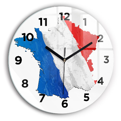 Kerek üvegóra 60 cm Franciaország zászlaja