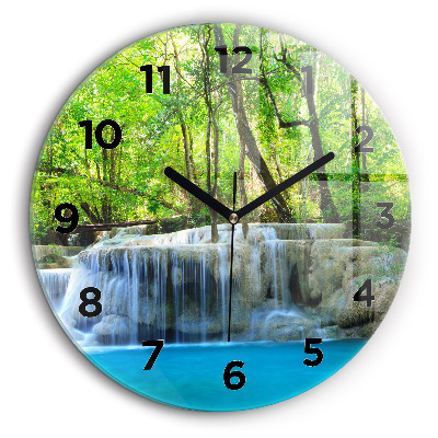 Egyedi üvegóra kerek 60 cm Vízesés az erdőben