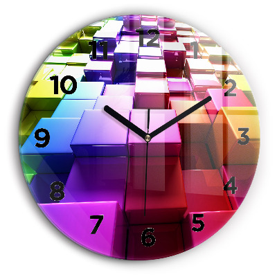 Egyedi üvegóra kerek 60 cm Színes kockák