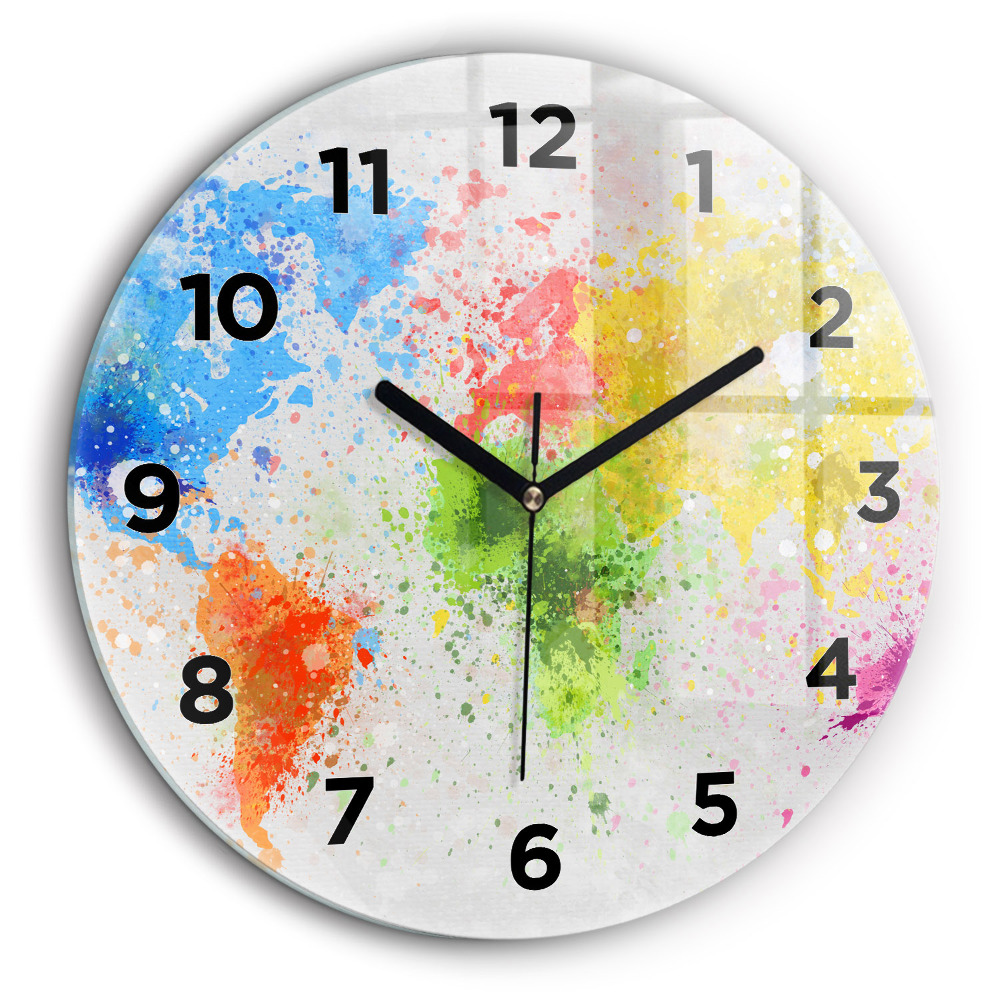 Kerek üvegóra 60 cm Világtérkép papíron