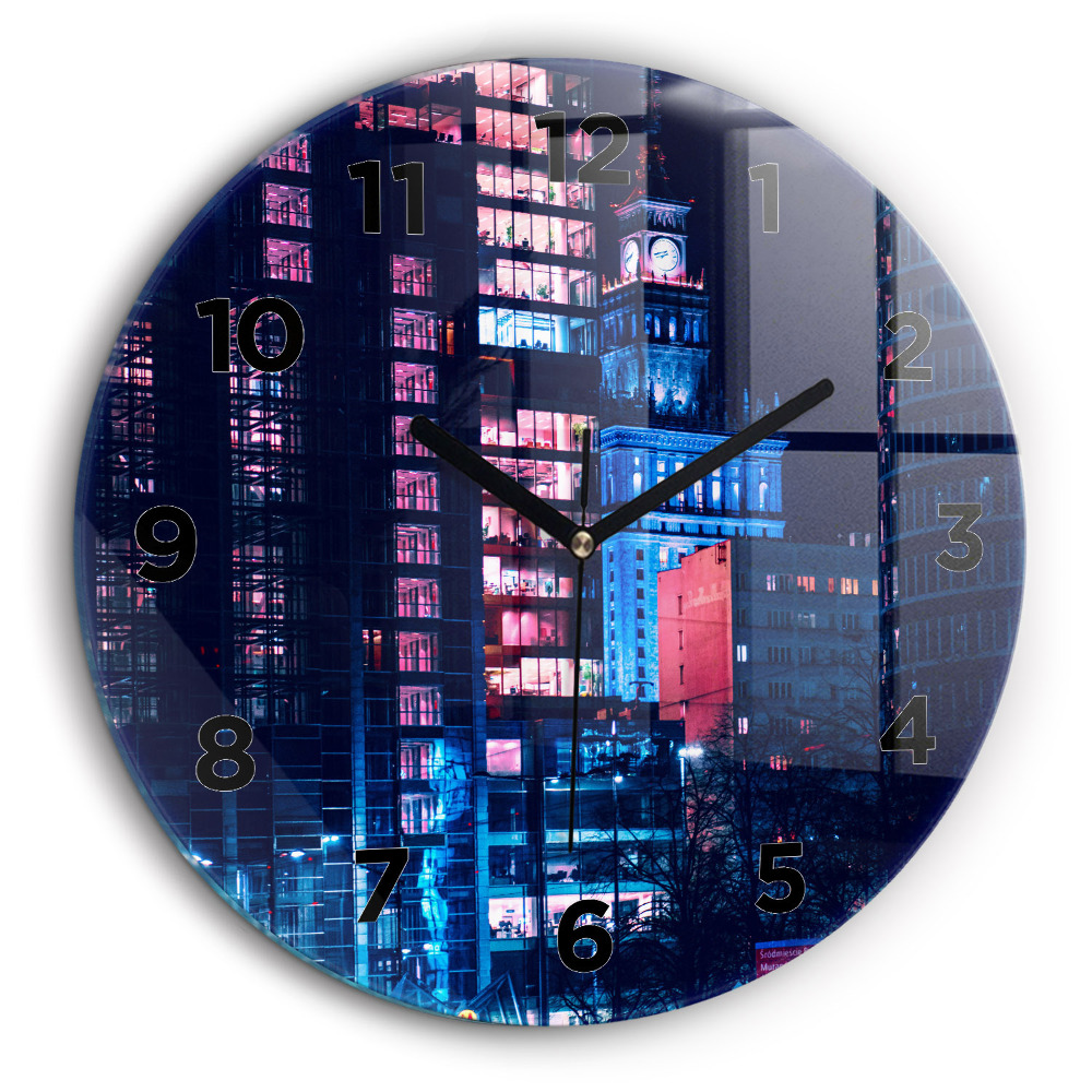 Kerek fali üvegóra 60 cm Varsó éjszaka