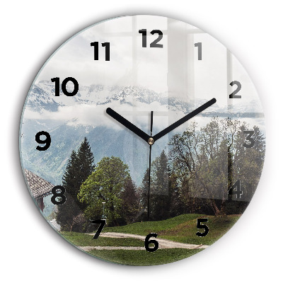 Kerek fali üvegóra 60 cm Hegyi kilátás