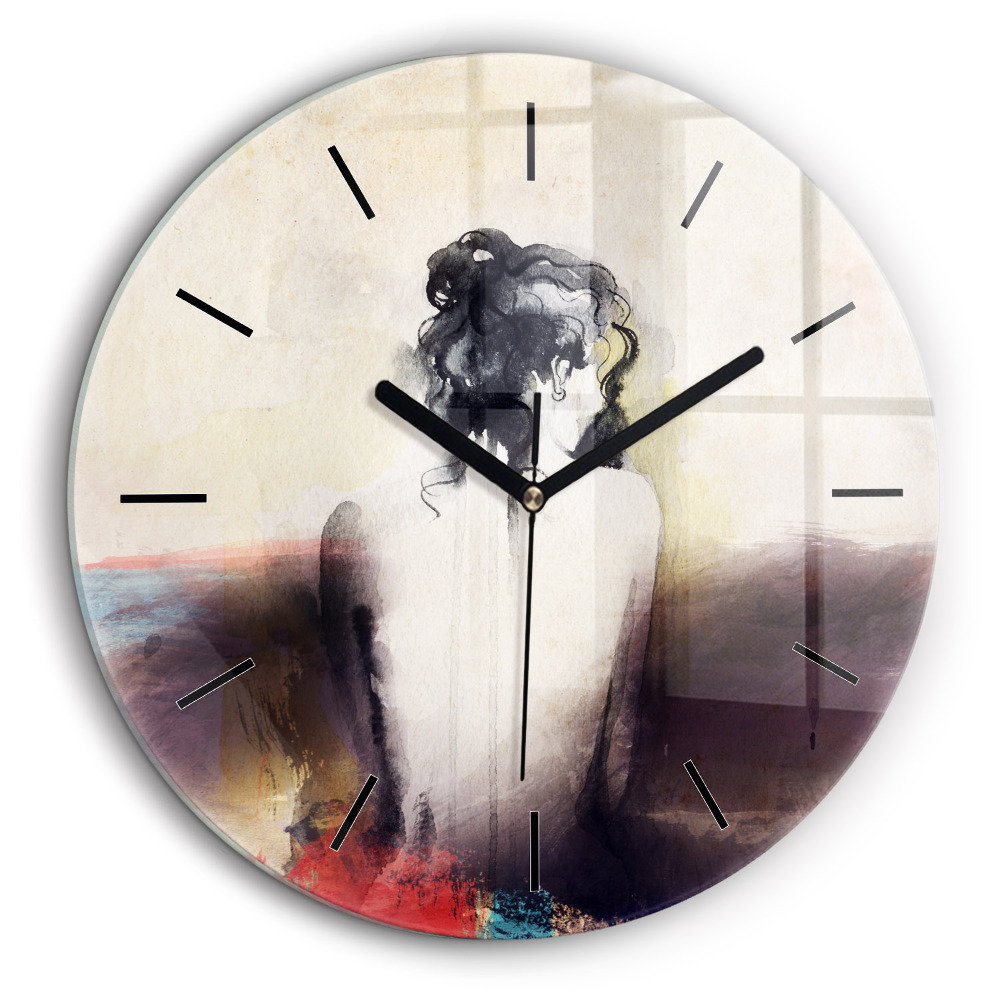 Kerek fali üvegóra 60cm Női absztrakt portré