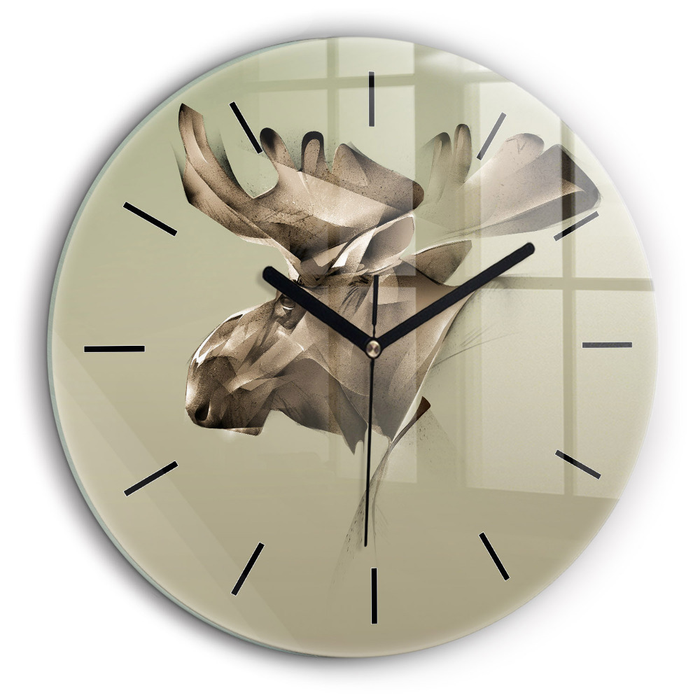 Kerek üvegóra 60cm Grafikus jávorszarvas