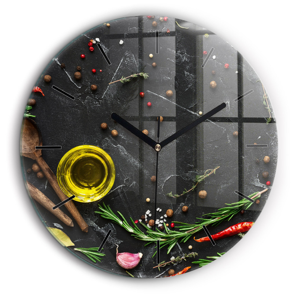 Kerek fali üvegóra 60cm Fűszerek a pulton