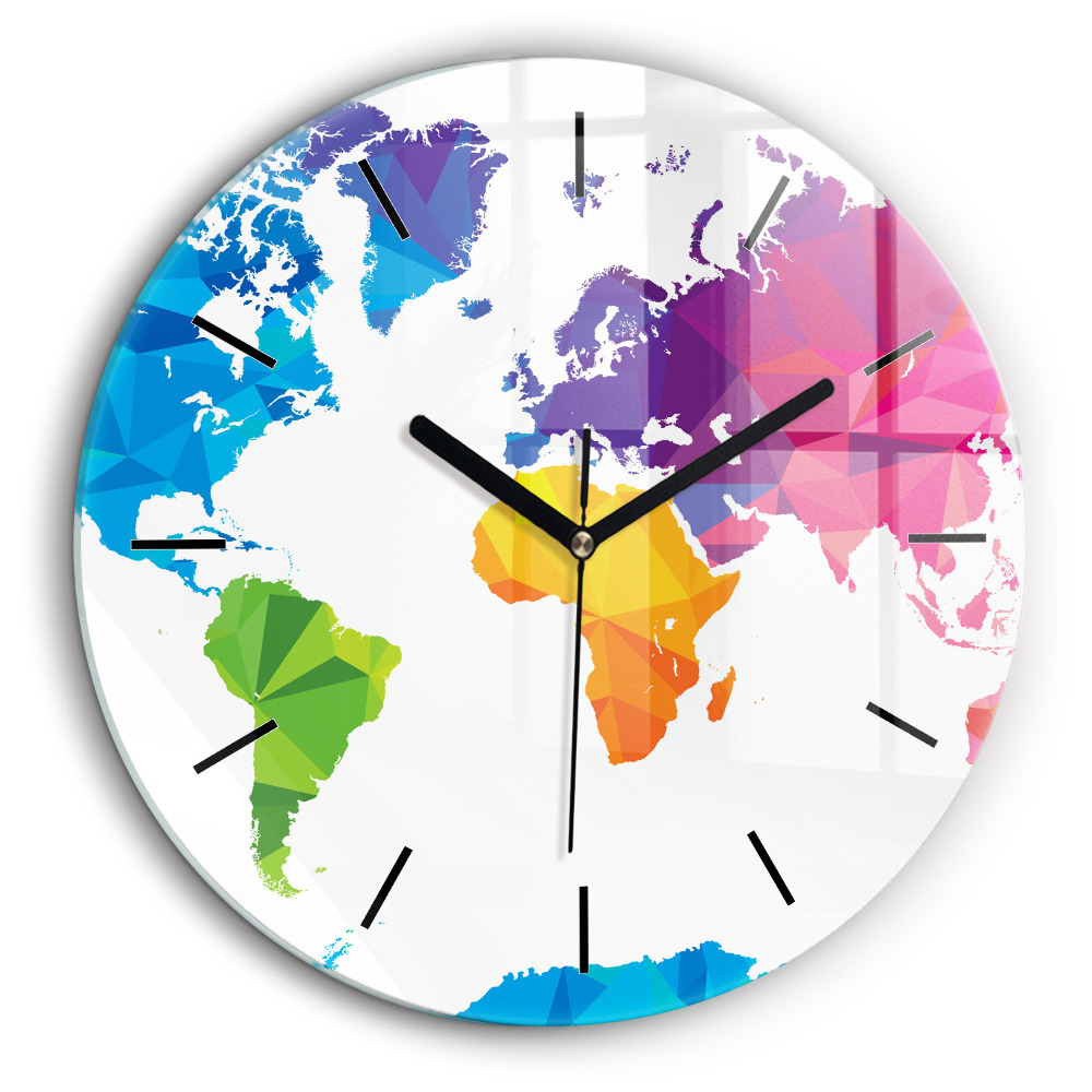 Egyedi üvegóra kerek 60cm Absztrakt világtérkép