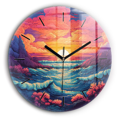 Kerek üvegóra 60cm Mesebeli óceán és égbolt