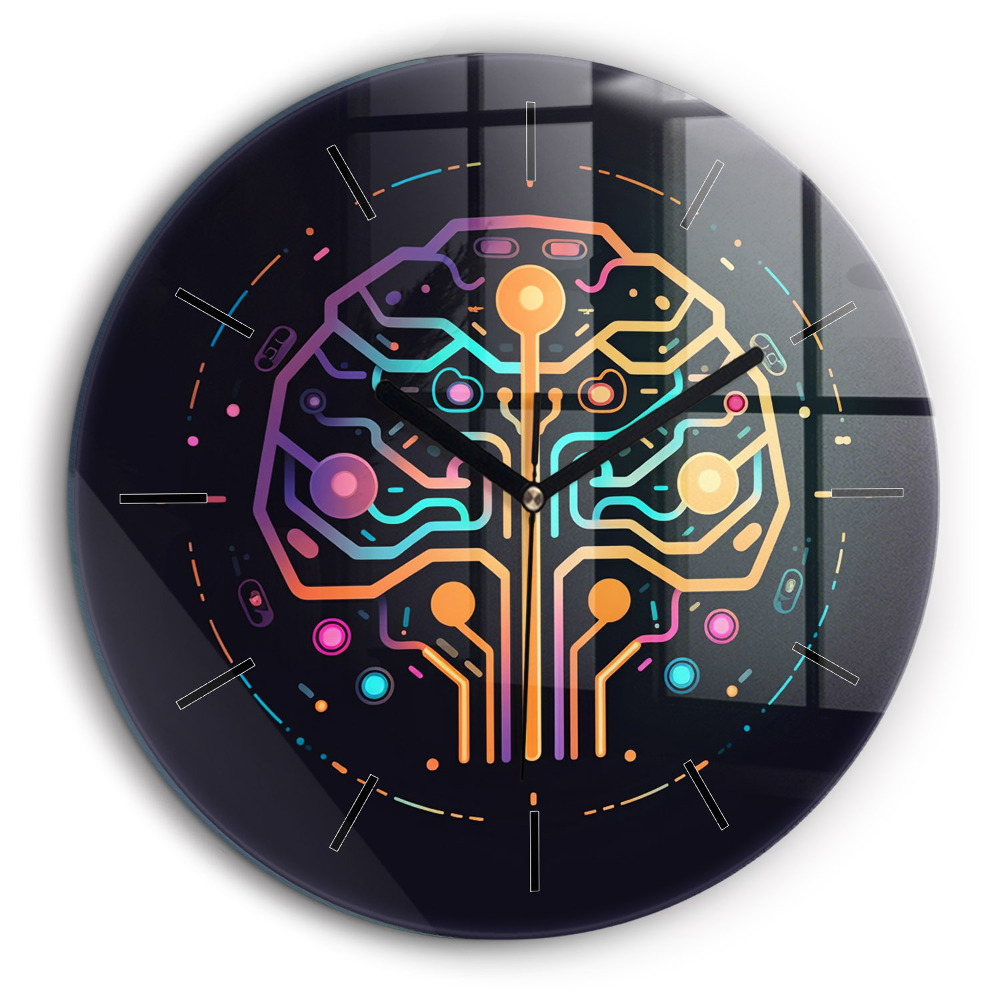 Kerek üvegóra 60cm Színes absztrakció