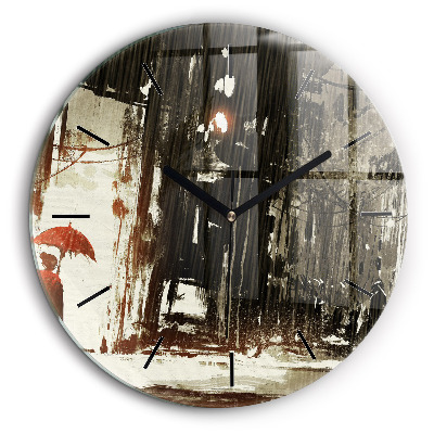 Egyedi üvegóra kerek 60cm Nő esős éjszakában