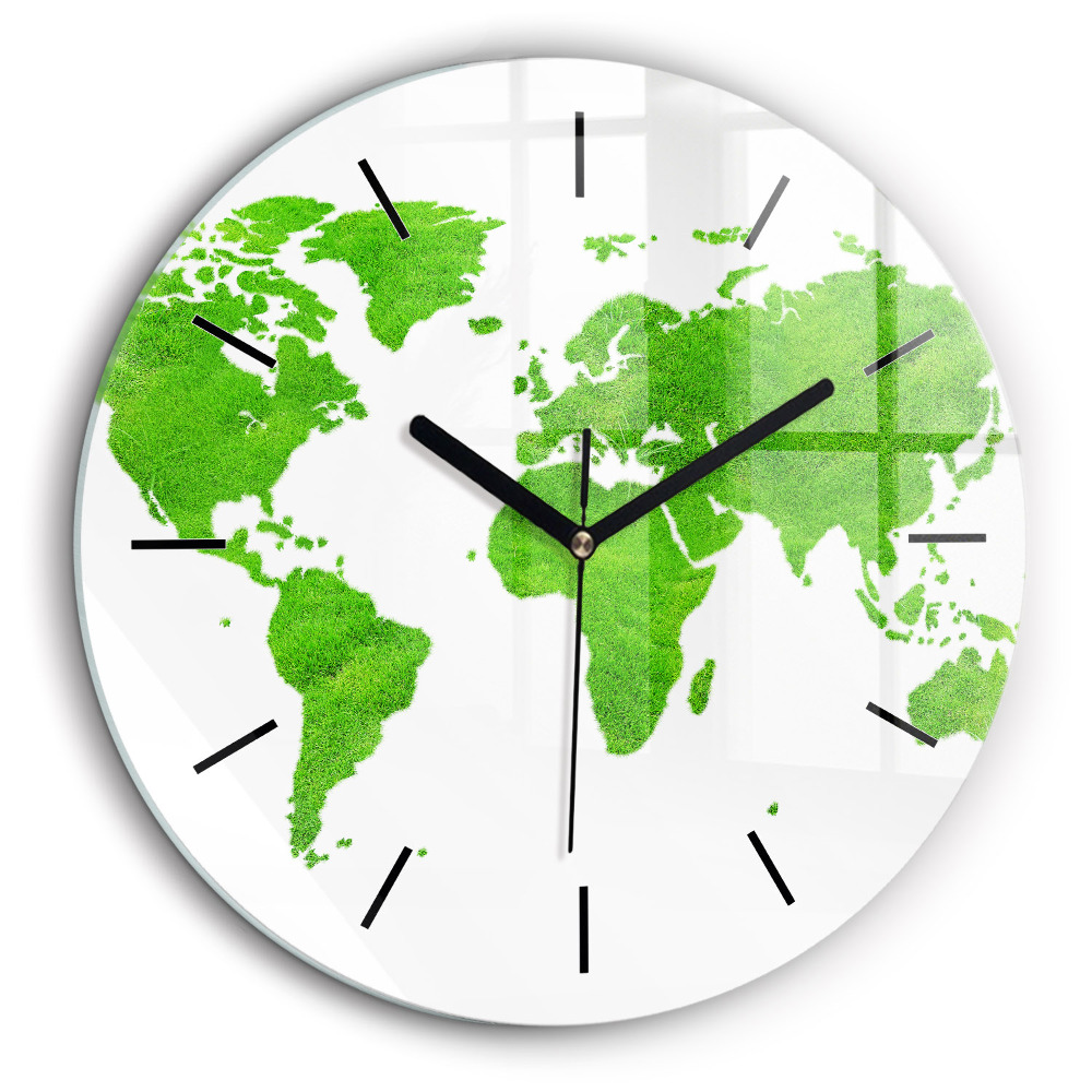 Kerek falióra 60cm Térkép zöld fűvel