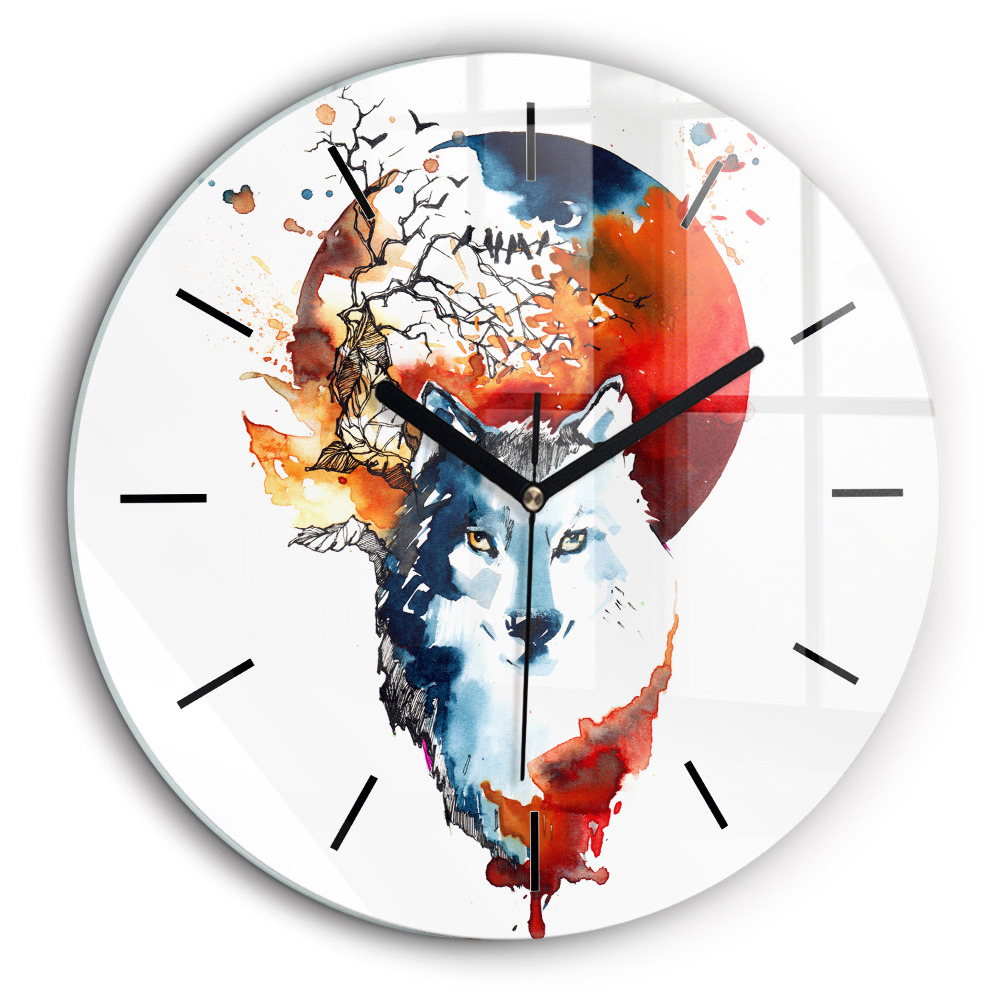 Egyedi üvegóra kerek 60cm Farkas és teljesség