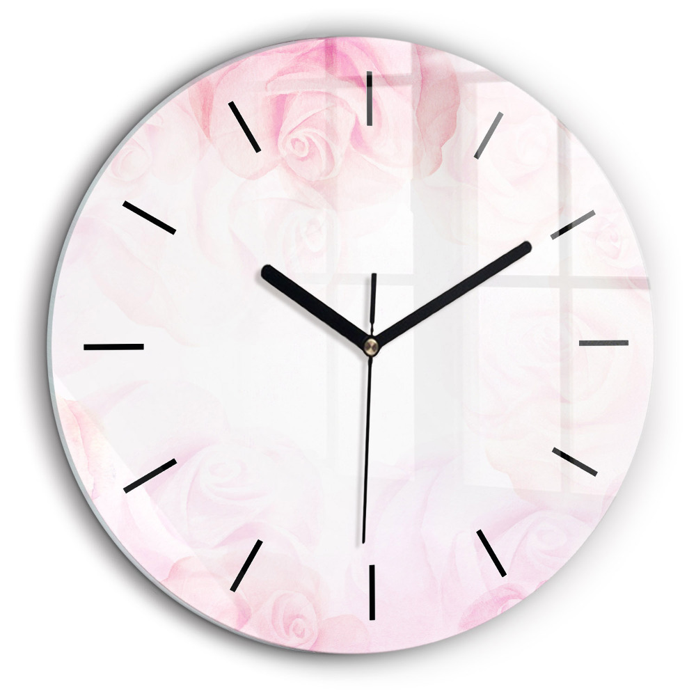 Kerek üvegóra 60cm Rózsák absztrakt