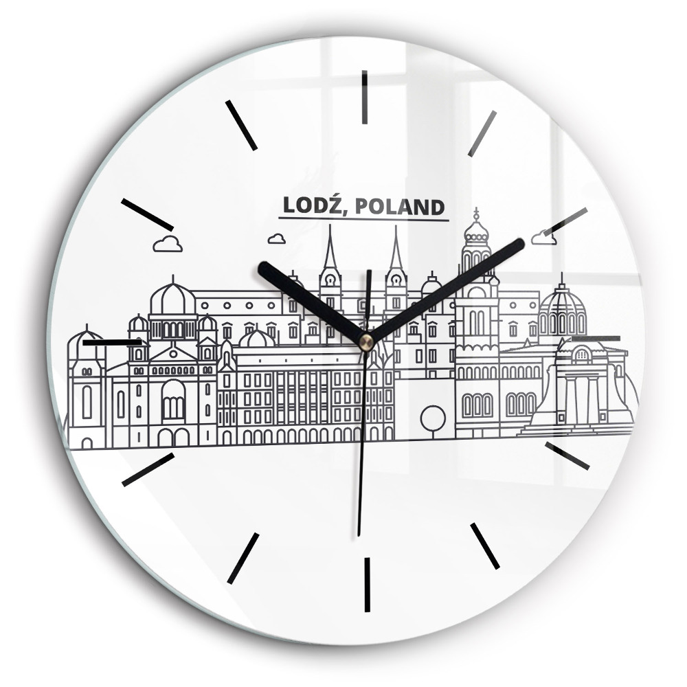 Kerek üvegóra 60cm Łódźi építészeti panoráma