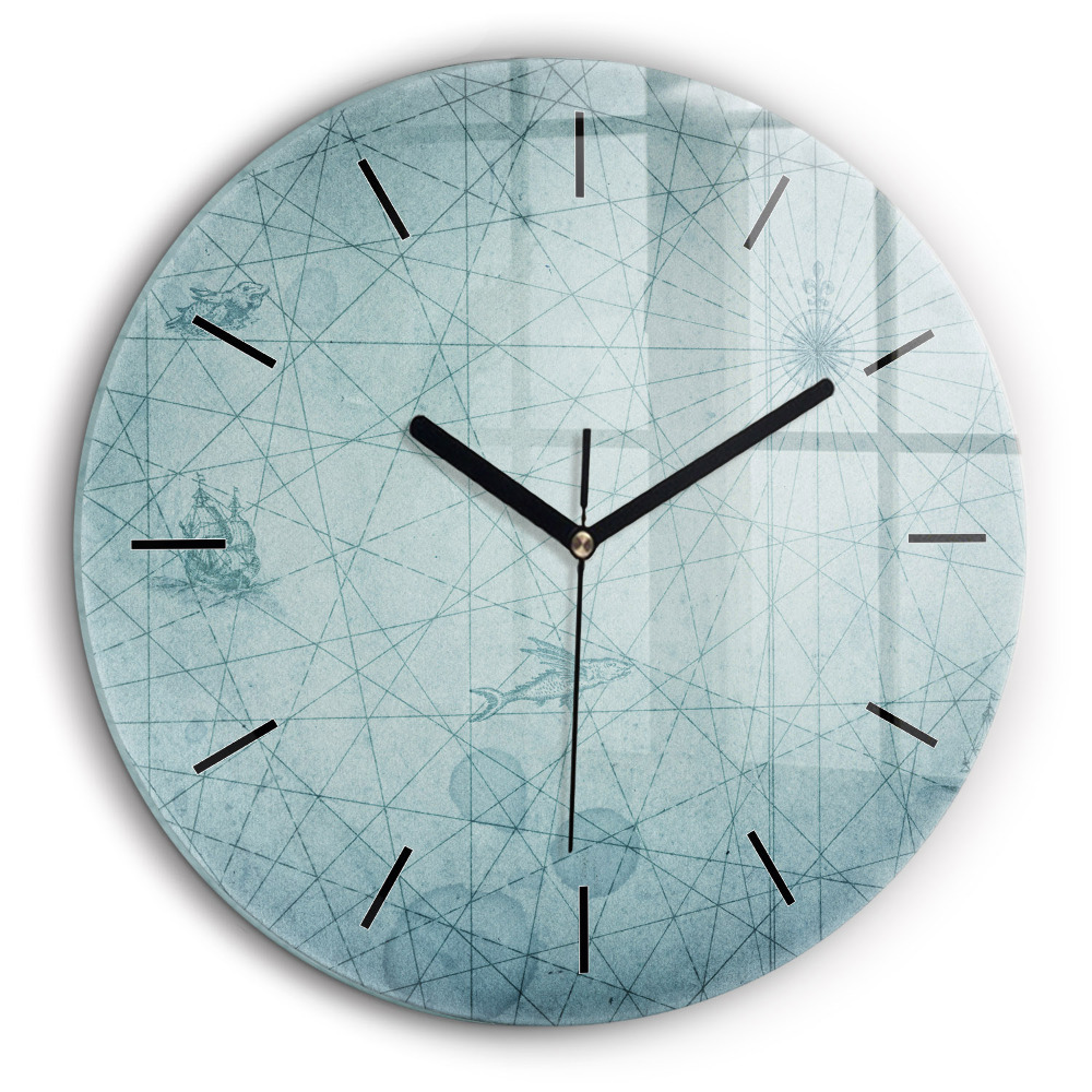 Kerek fali üvegóra 60cm Vintage térkép