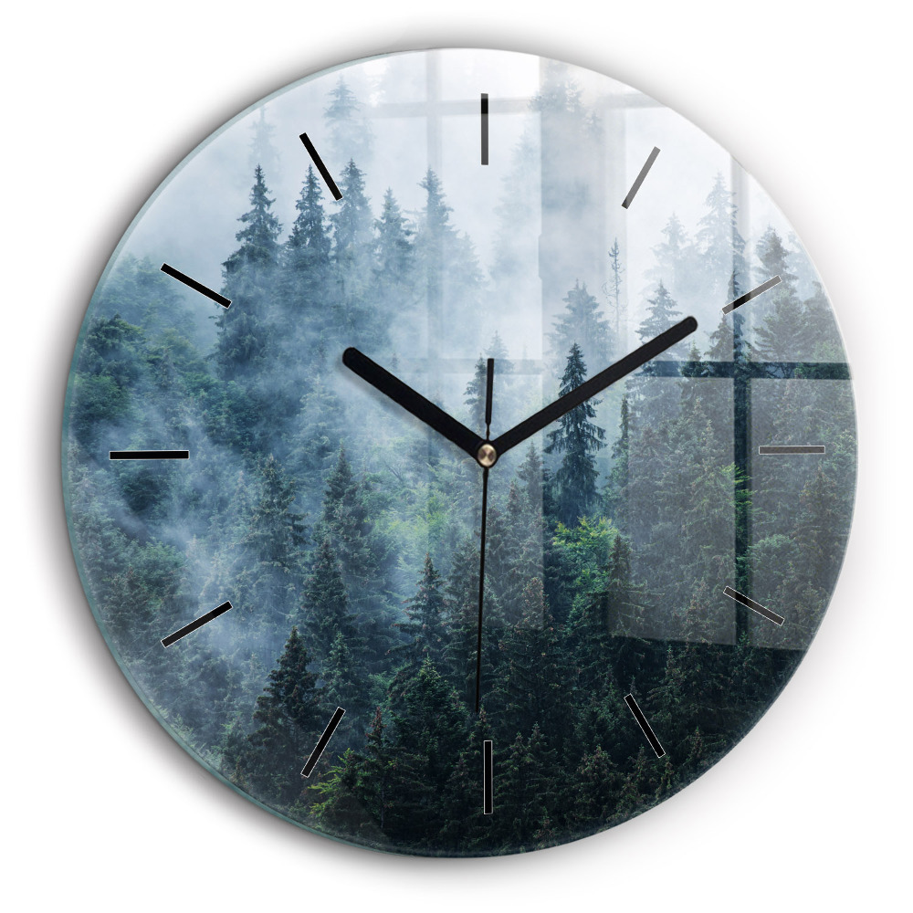 Kerek fali üvegóra 60cm Ködös hegyi táj